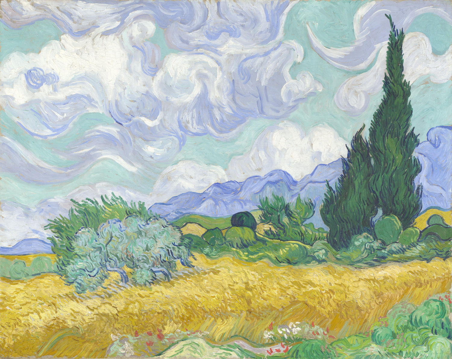 A Wheatfield, with Cypresses - Oil Painting Haven Oil Painting Haven