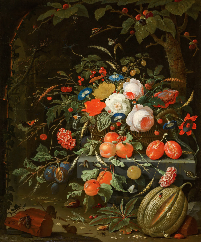 Abraham Mignon - Bloemen en vruchten - Oil Painting Haven Oil Painting Haven