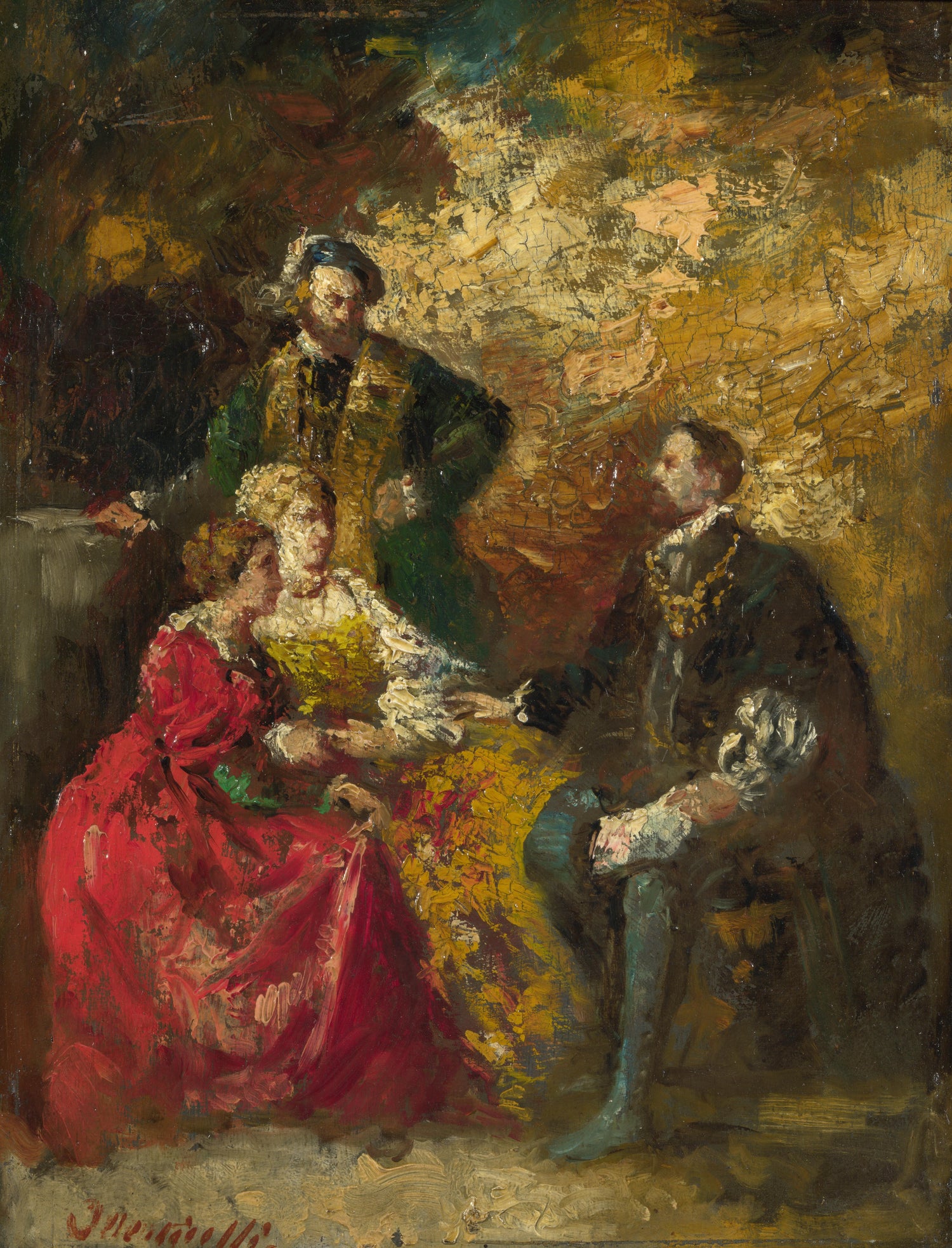 Adolphe Monticelli - Conversation Piece - Oil Painting Haven