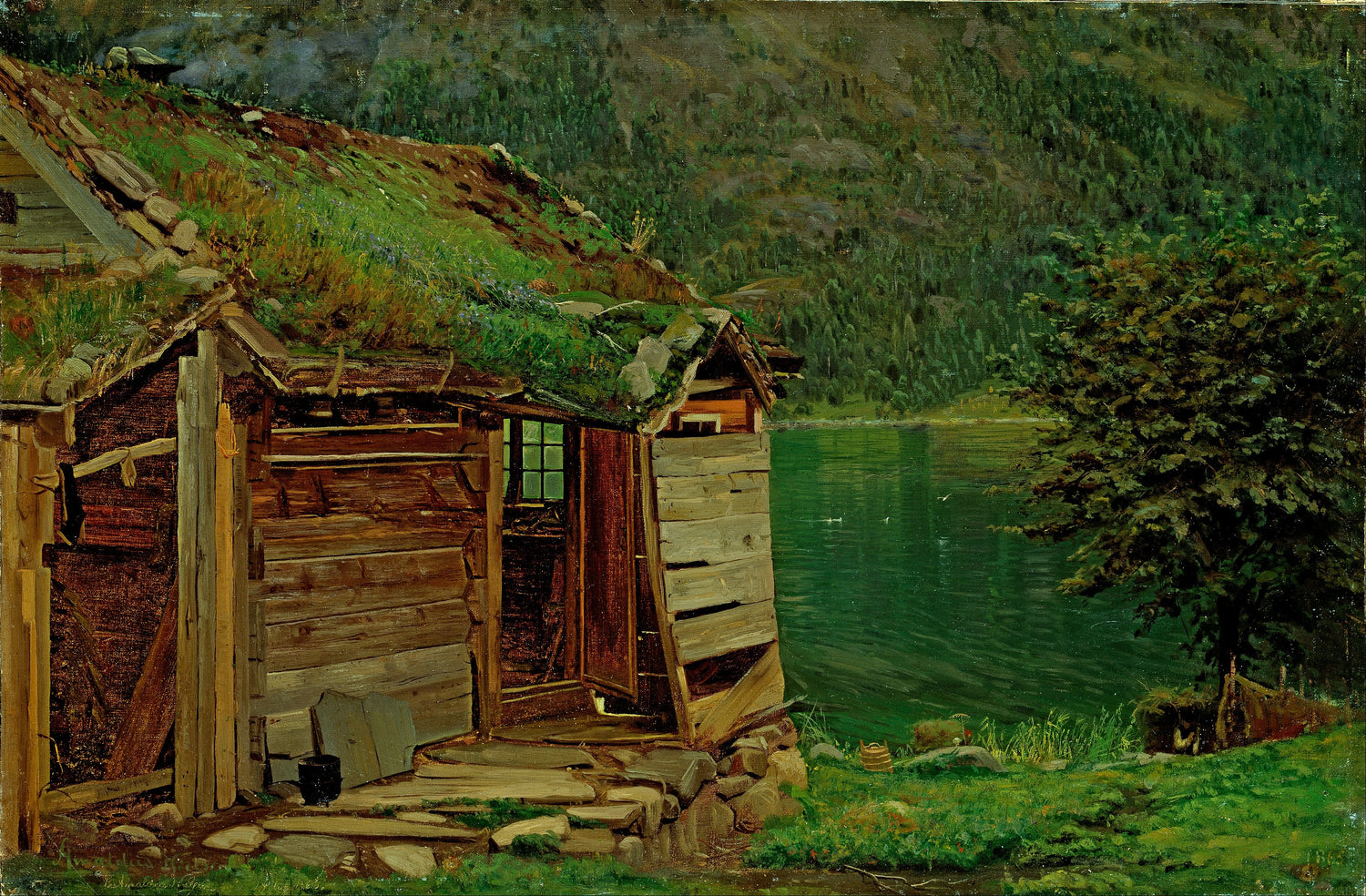 Amaldus_Nielsen_-_Farmhouse_at_Balestrand - Oil Painting Haven