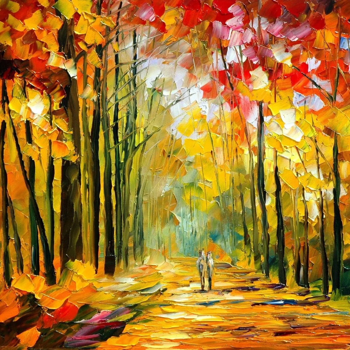 Autumn Forest Abstract Landscape Oil Painting | Path FiguresOil Painting Haven