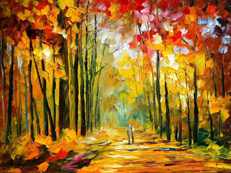 Autumn Forest Abstract Landscape Oil Painting | Path FiguresOil Painting Haven