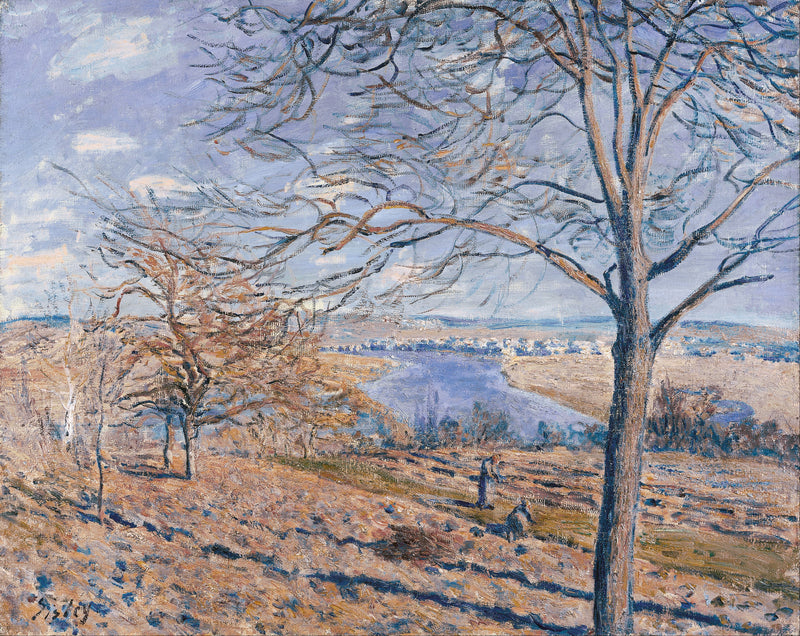 Landscape Oil Painting - Autumn River Valley with Bare Trees