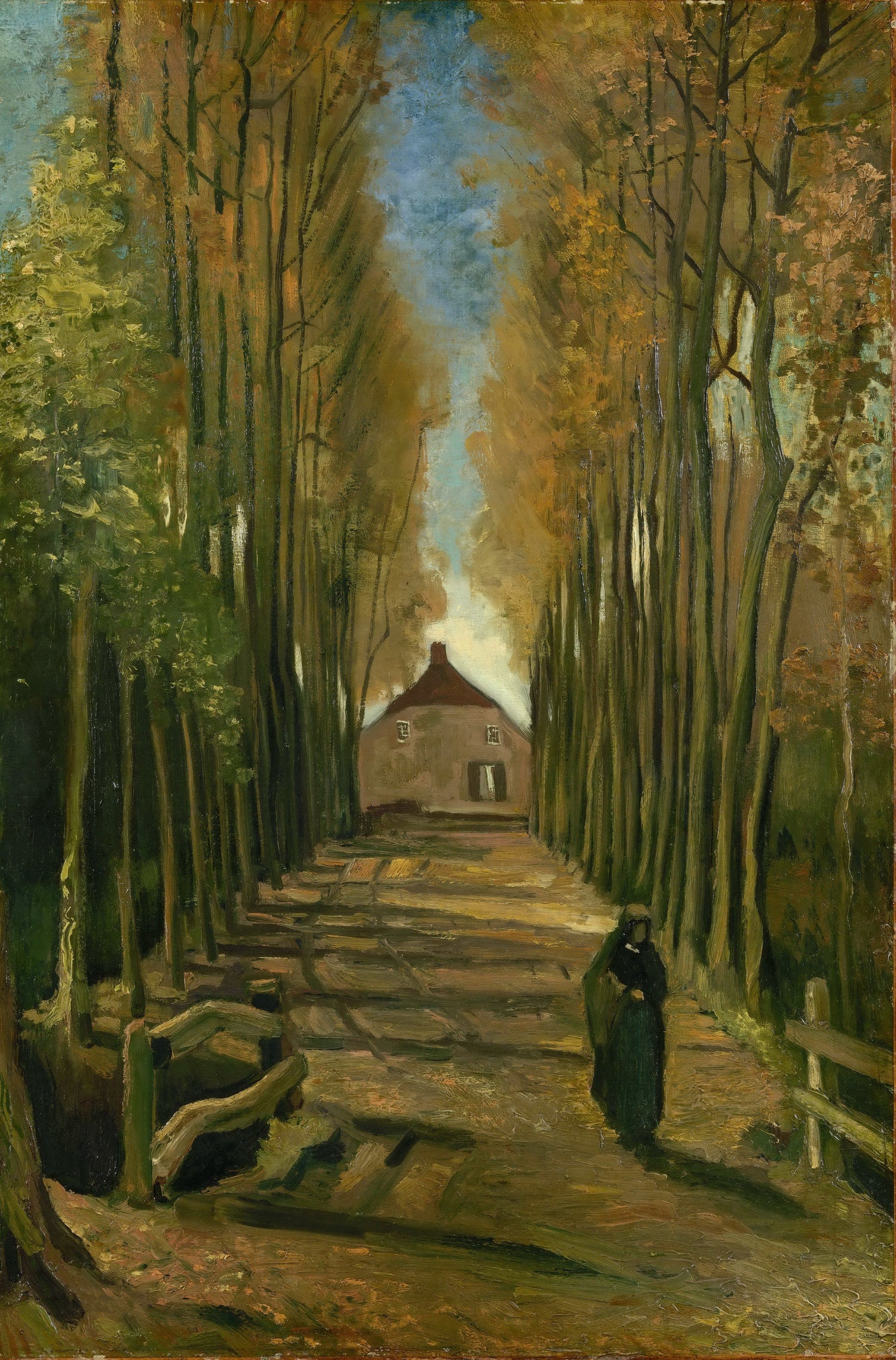 Avenue of Poplars in Autumn - Oil Painting Haven