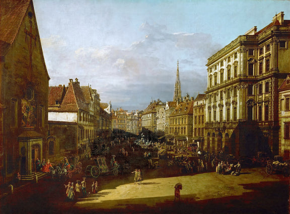 Bernardo Bellotto (1721-1780) -- Mehlmarkt in Vienna - Oil Painting Haven Oil Painting Haven