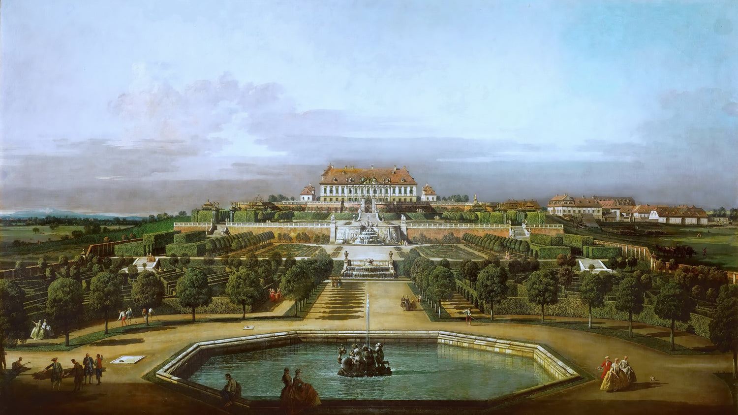 Bernardo Bellotto (1721-1780) -- Schlosshof Castle - Oil Painting Haven