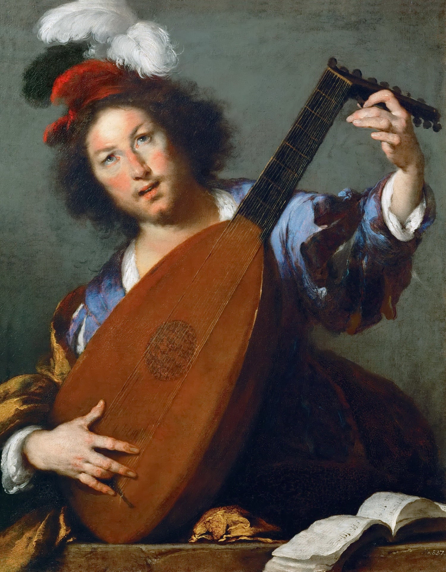 Bernardo Strozzi -- A Lute-player - Oil Painting Haven