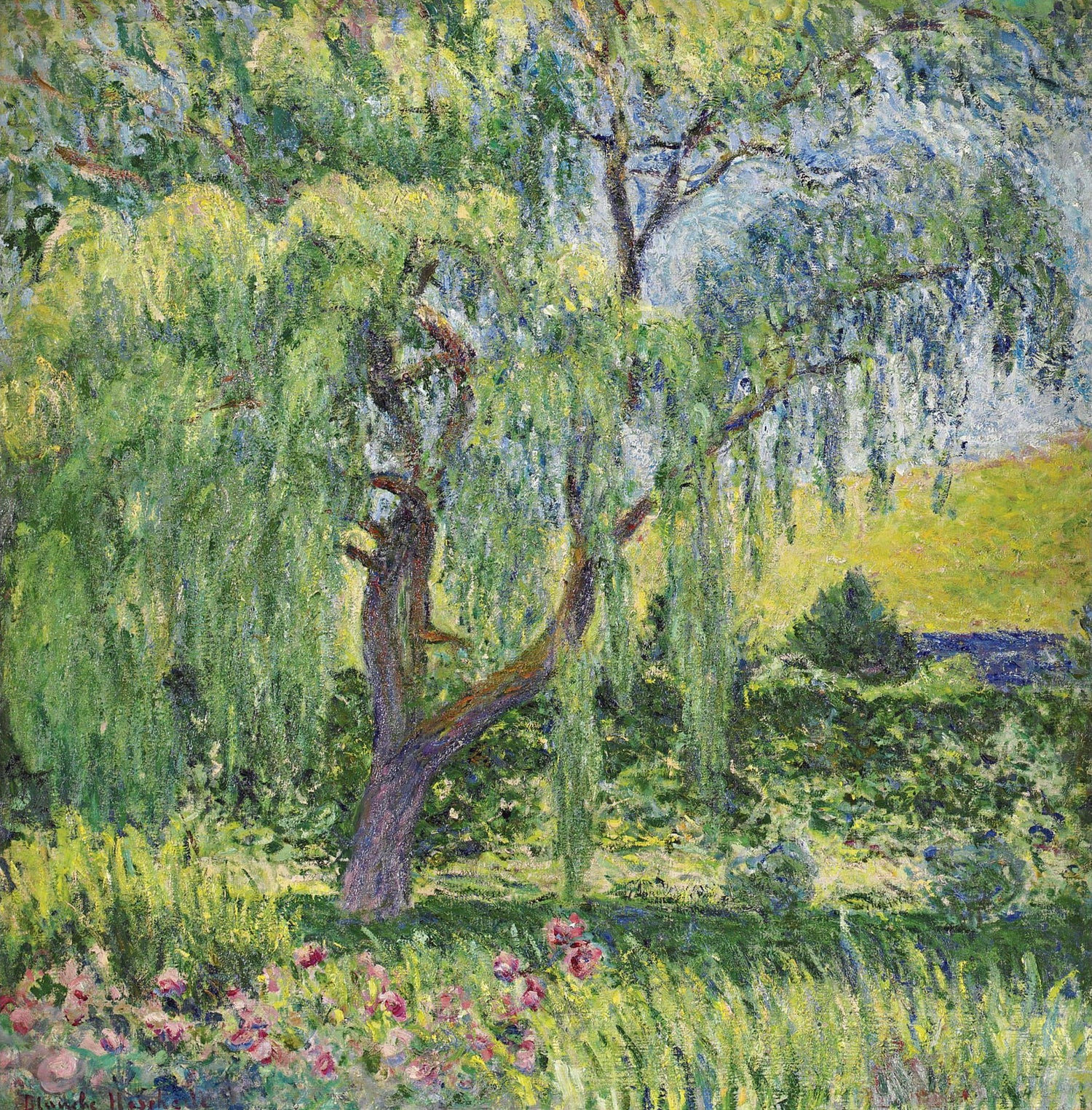 Blanche Hoschede-Monet - Giverny, Willow and Roses - Oil Painting Haven