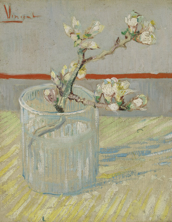 Blossoming Almond Branch in a Glass - Oil Painting Haven Oil Painting Haven