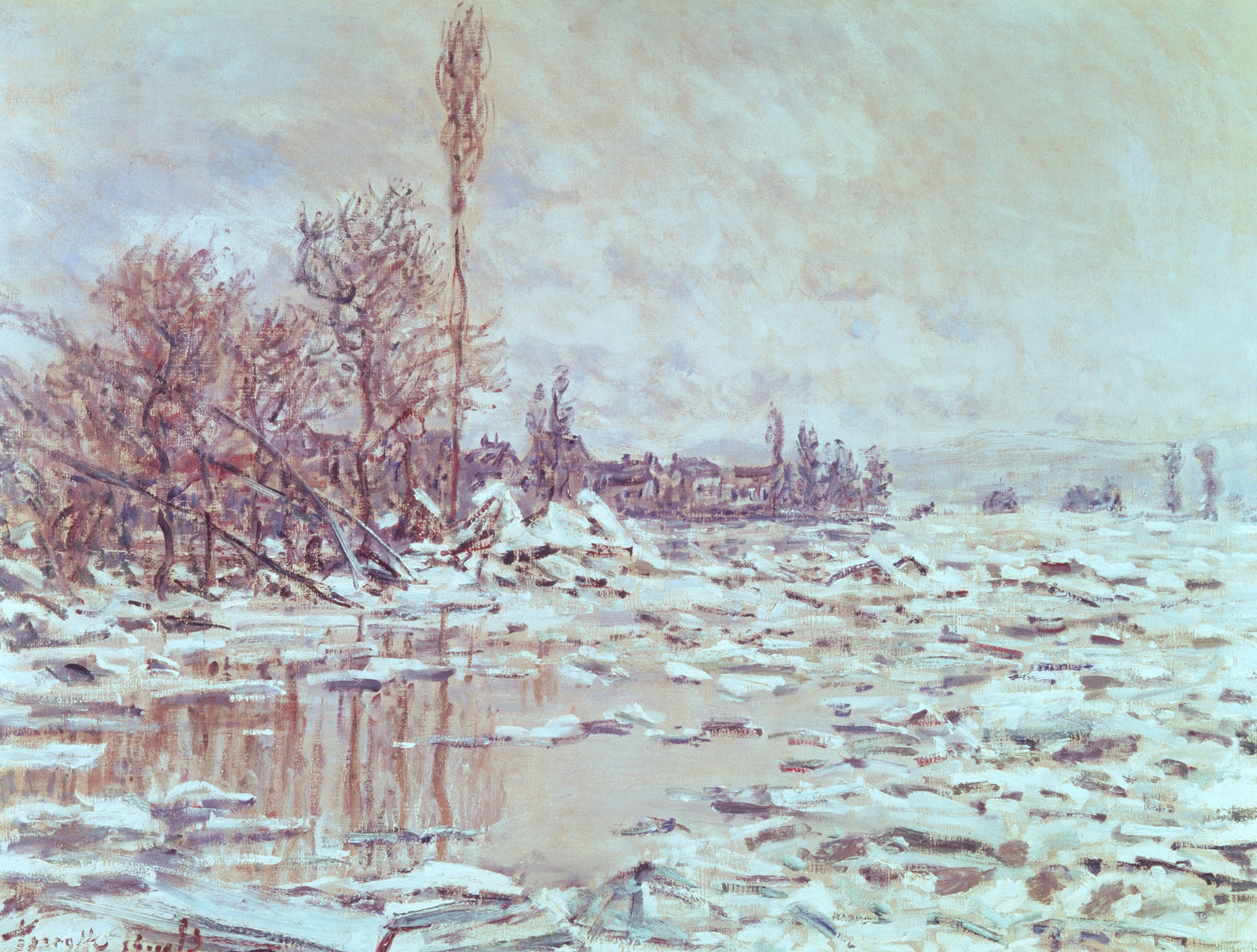 Breakup of Ice, Grey Weather, 1880 - Oil Painting Haven