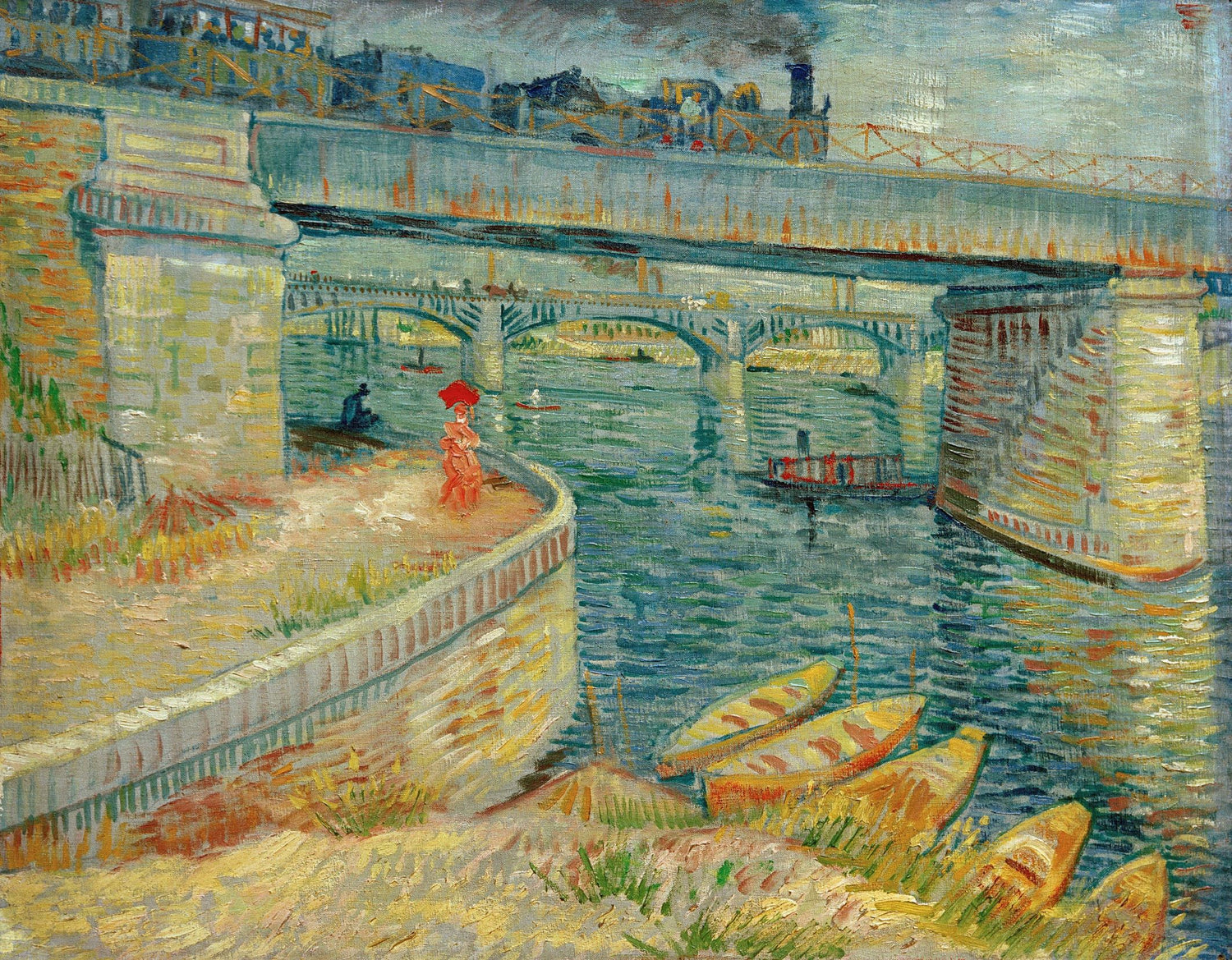 Bridges across the Seine at Asnieres - Oil Painting Haven