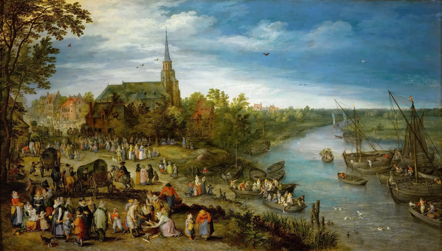 Brueghel, Jan The Elder (1568-1625) -- Деревенская ярмарка - Oil Painting Haven