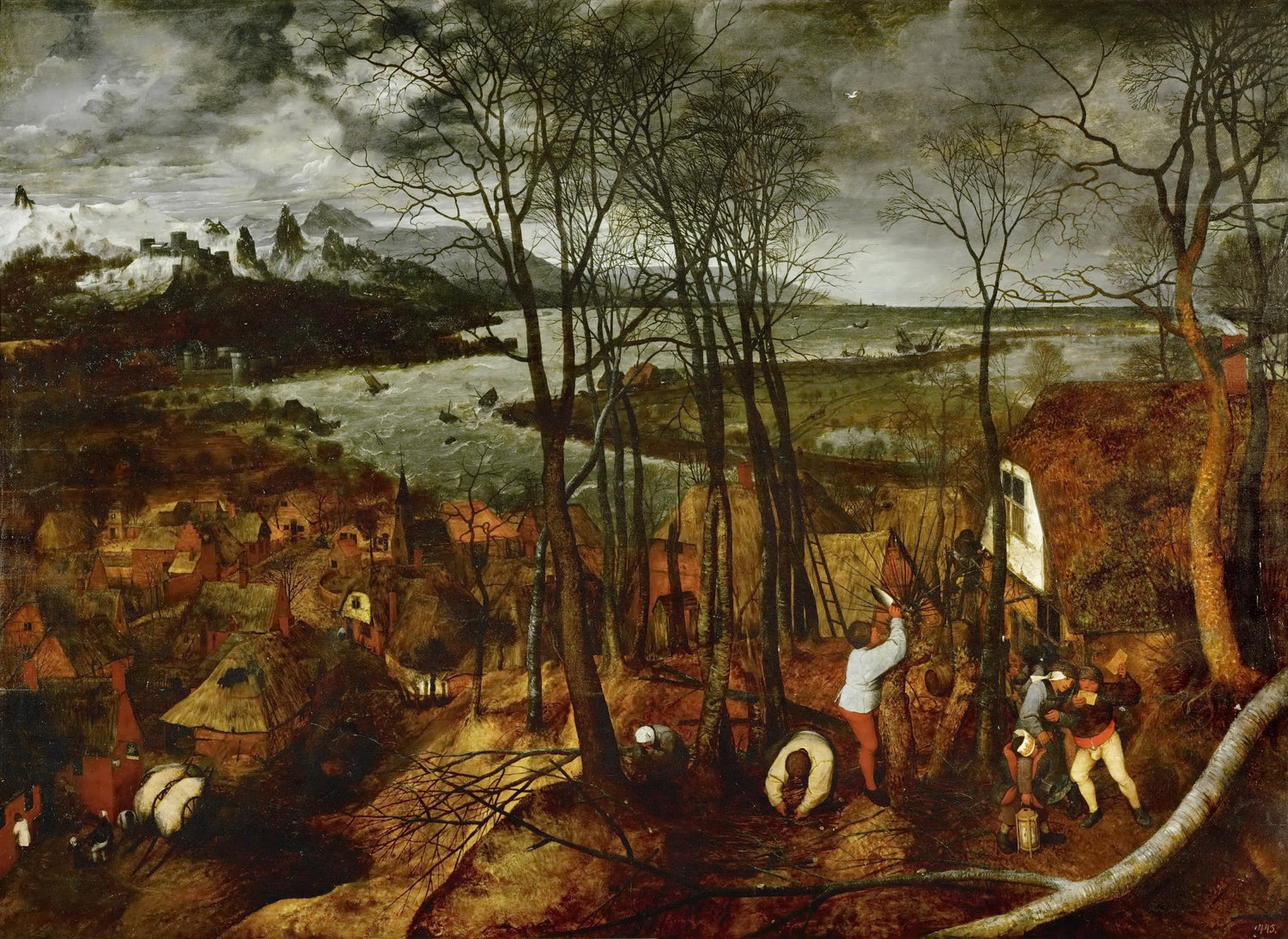 Brueghel, Pieter The Elder -- Пасмурный день - февраль - Oil Painting Haven