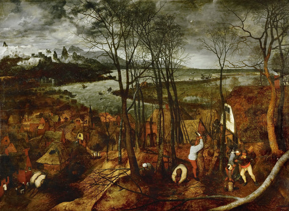 Brueghel, Pieter The Elder -- Пасмурный день - февраль - Oil Painting Haven Oil Painting Haven