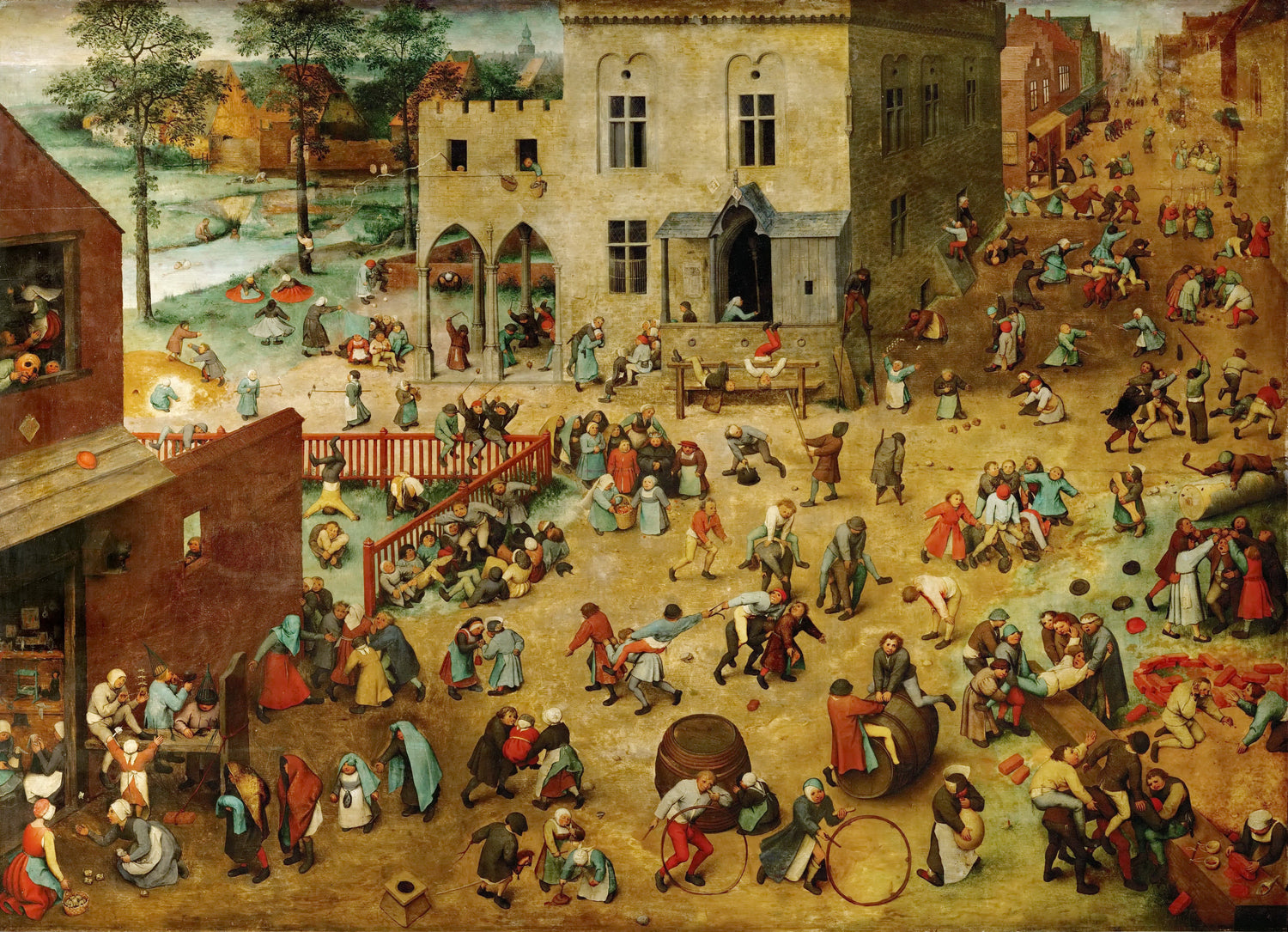 Brueghel, Pieter The Elder -- Игры детей - Oil Painting Haven