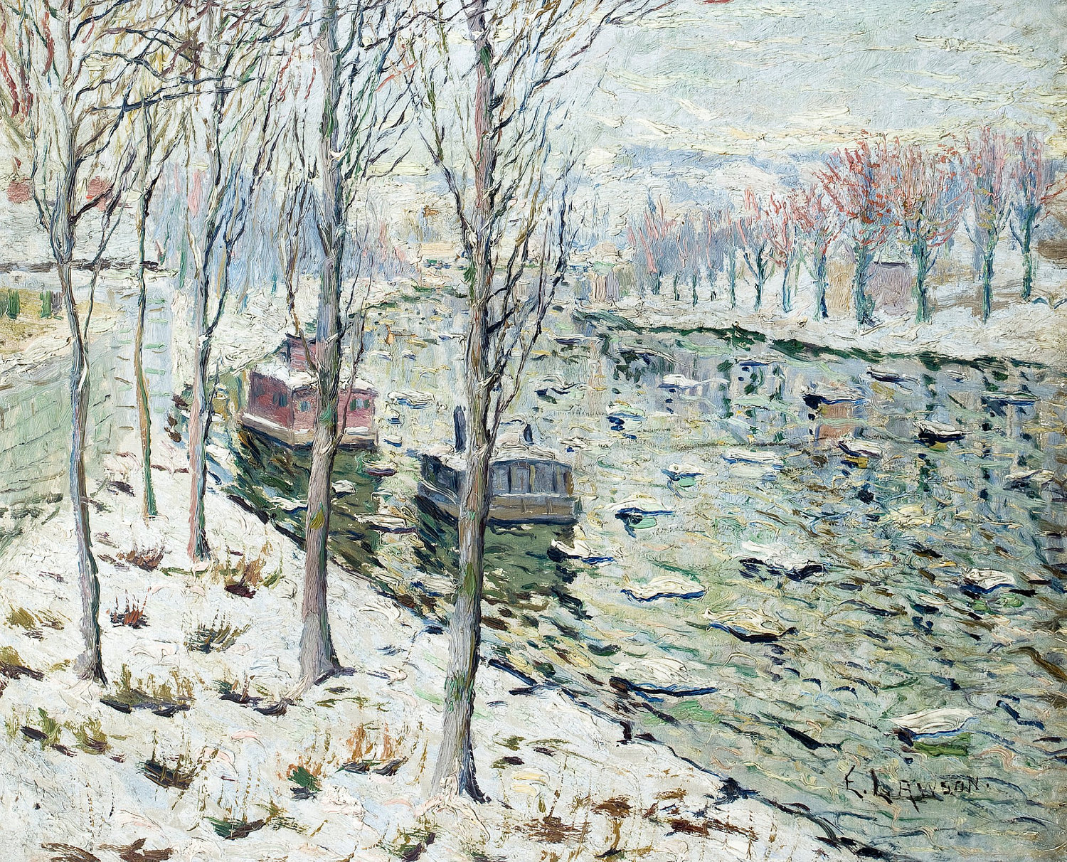 Canal Scene in Winter 2 - Oil Painting Haven