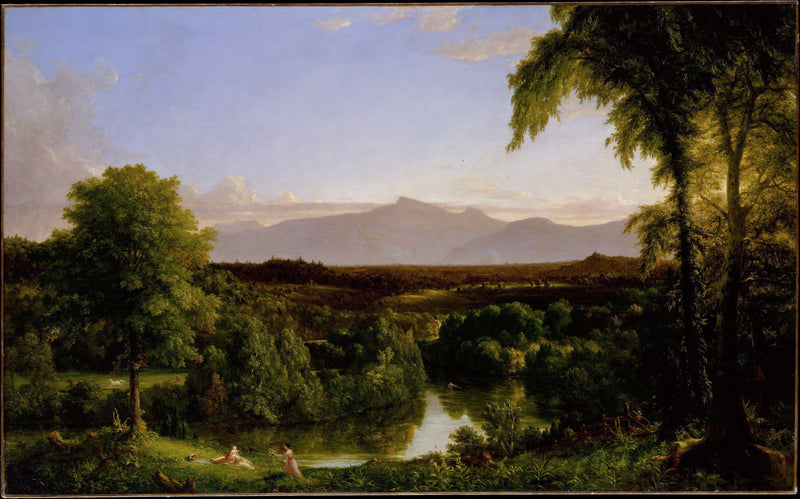 Landschaftsgemälde in Öl – Winterliche Flusslandschaft mit Figuren und Pferden