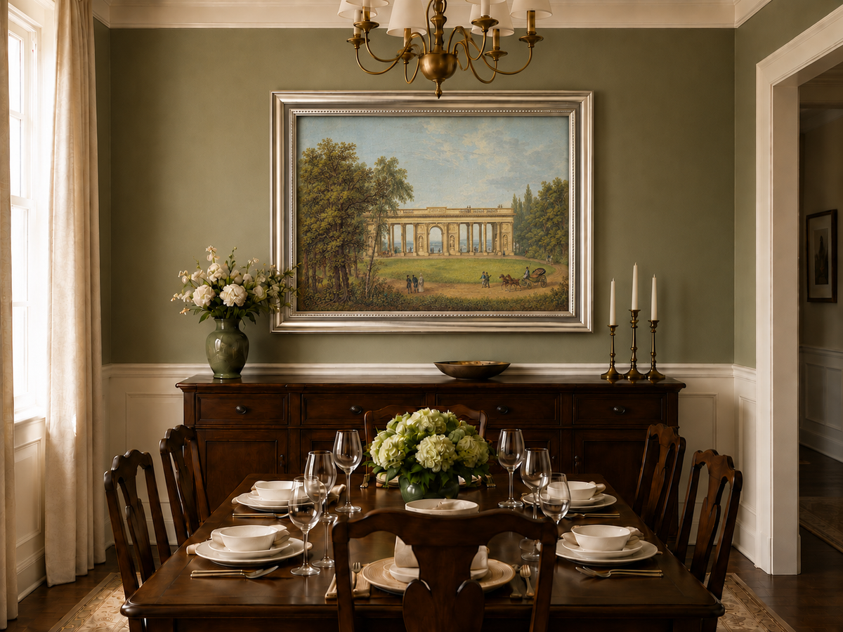 Landscape Oil Painting - Classical Colonnade Park View
