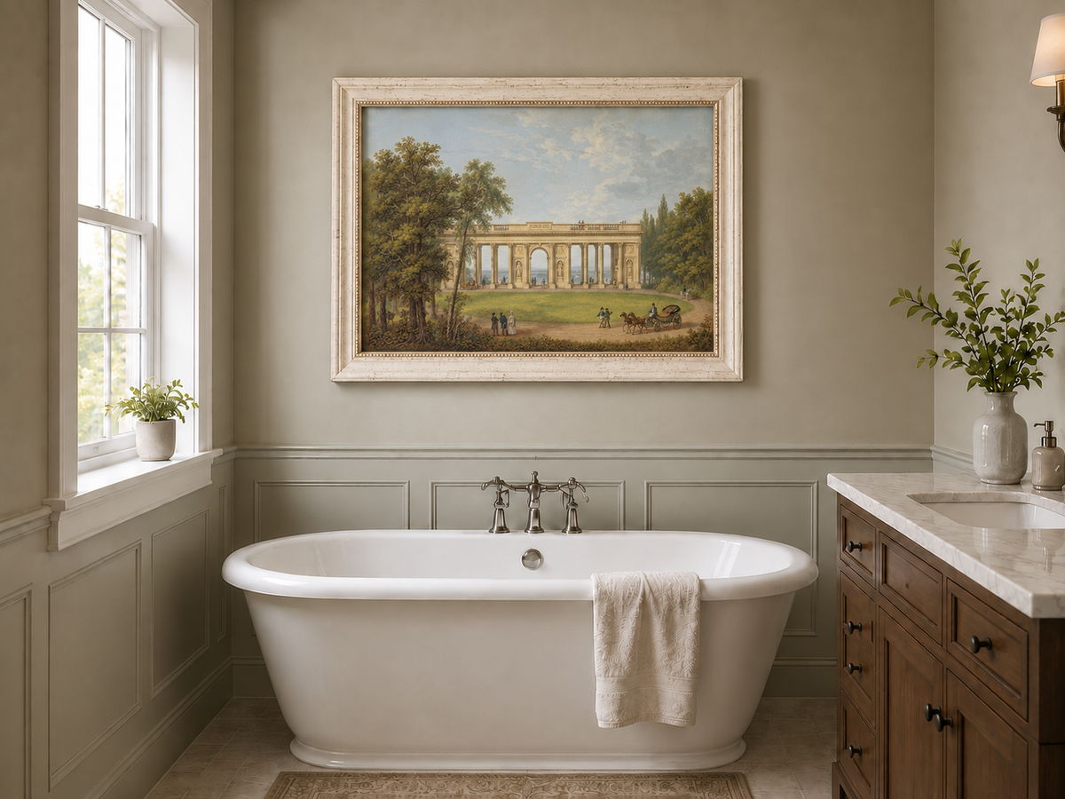 Landscape Oil Painting - Classical Colonnade Park View