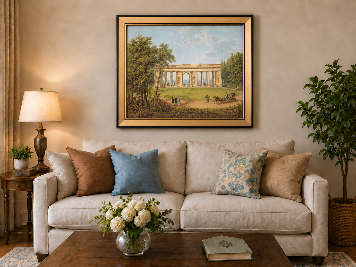 Landscape Oil Painting - Classical Colonnade Park View