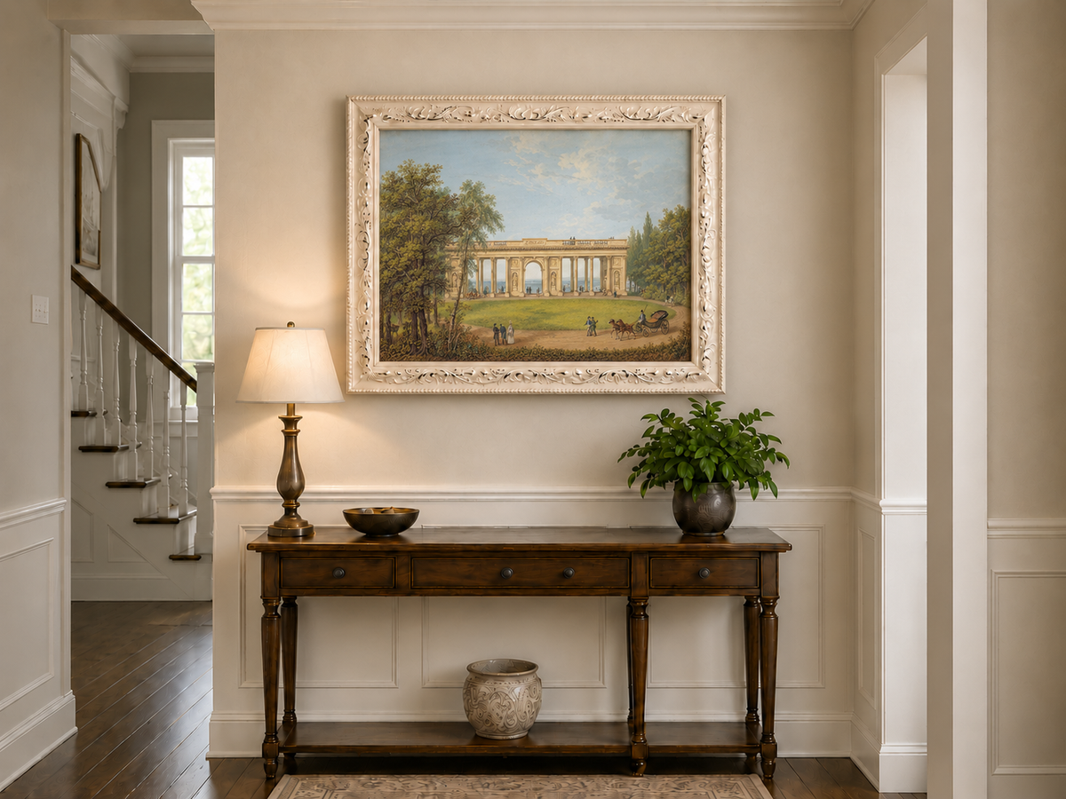 Landscape Oil Painting - Classical Colonnade Park View