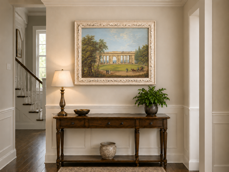 Landscape Oil Painting - Classical Colonnade Park View