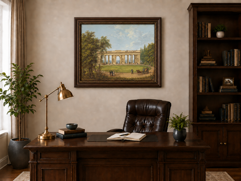 Landscape Oil Painting - Classical Colonnade Park View