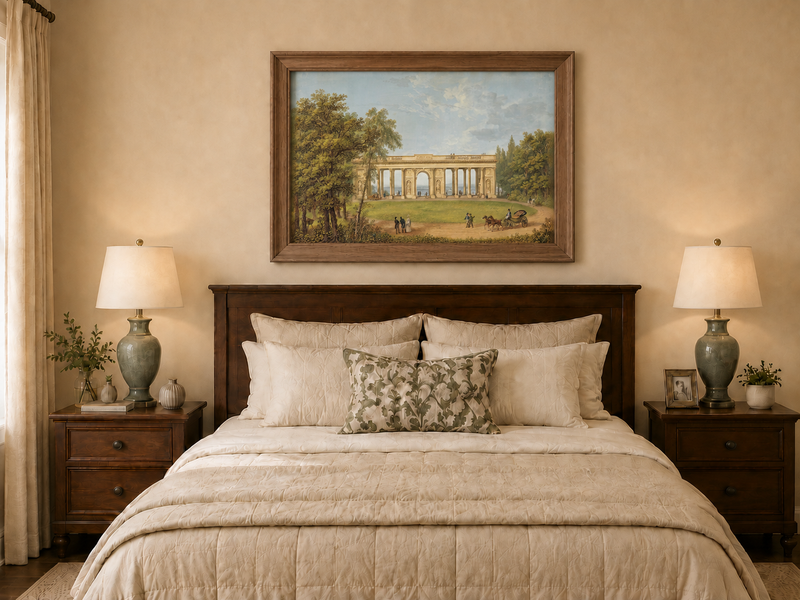 Landscape Oil Painting - Classical Colonnade Park View
