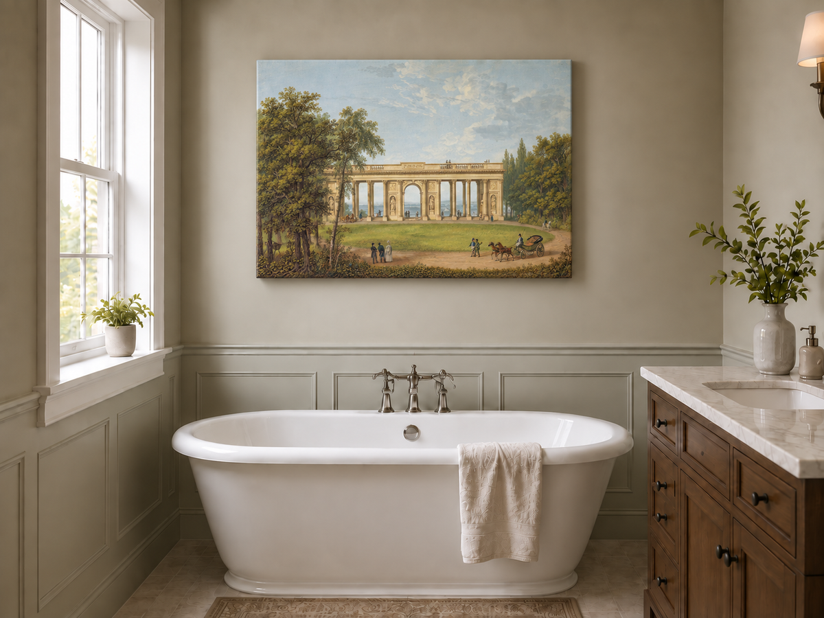 Landscape Oil Painting - Classical Colonnade Park View