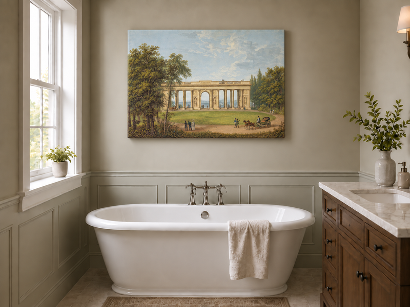 Landscape Oil Painting - Classical Colonnade Park View