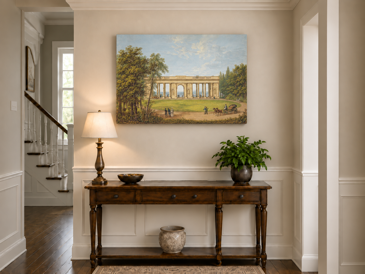 Landscape Oil Painting - Classical Colonnade Park View
