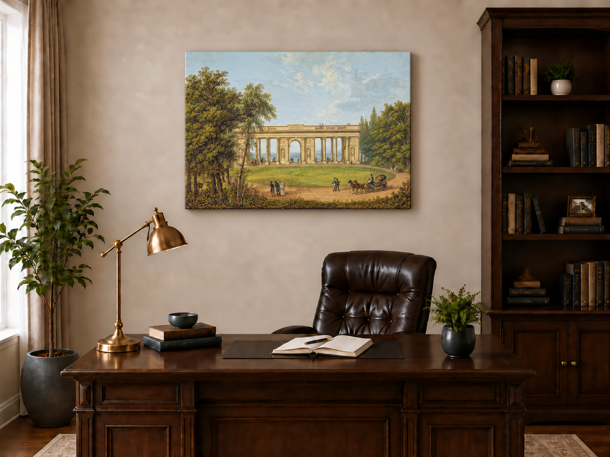Landscape Oil Painting - Classical Colonnade Park View