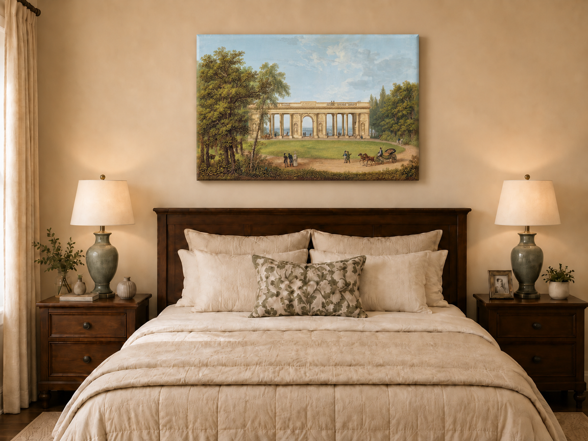 Landscape Oil Painting - Classical Colonnade Park View