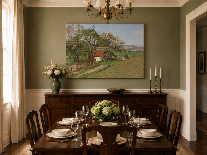 Ölgemälde Landschaft - Frühlingslandschaft Cottage | Handgemalt