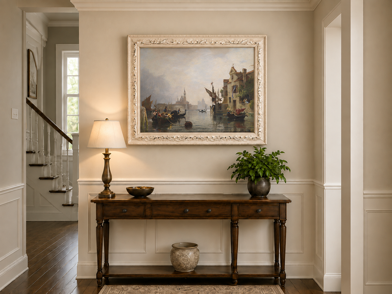 Landscape Oil Painting - Venice Canal Waterfront