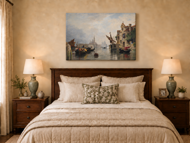 Landscape Oil Painting - Venice Canal Waterfront