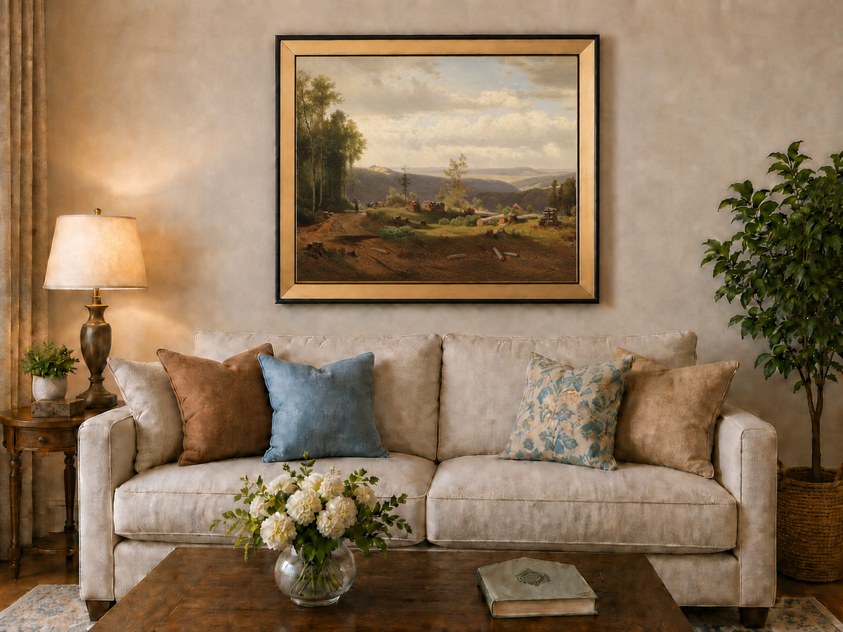 Peinture à l'huile de paysage - Peinture à l'huile de paysage de vallée forestière
