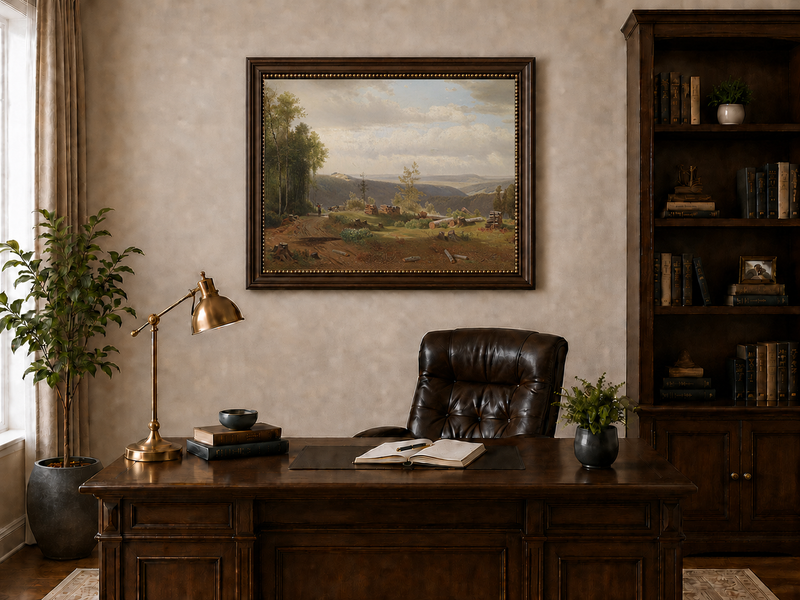 Peinture à l'huile de paysage - Peinture à l'huile de paysage de vallée forestière