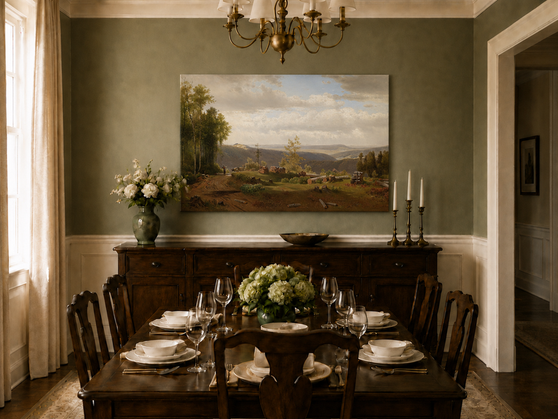 Peinture à l'huile de paysage - Peinture à l'huile de paysage de vallée forestière
