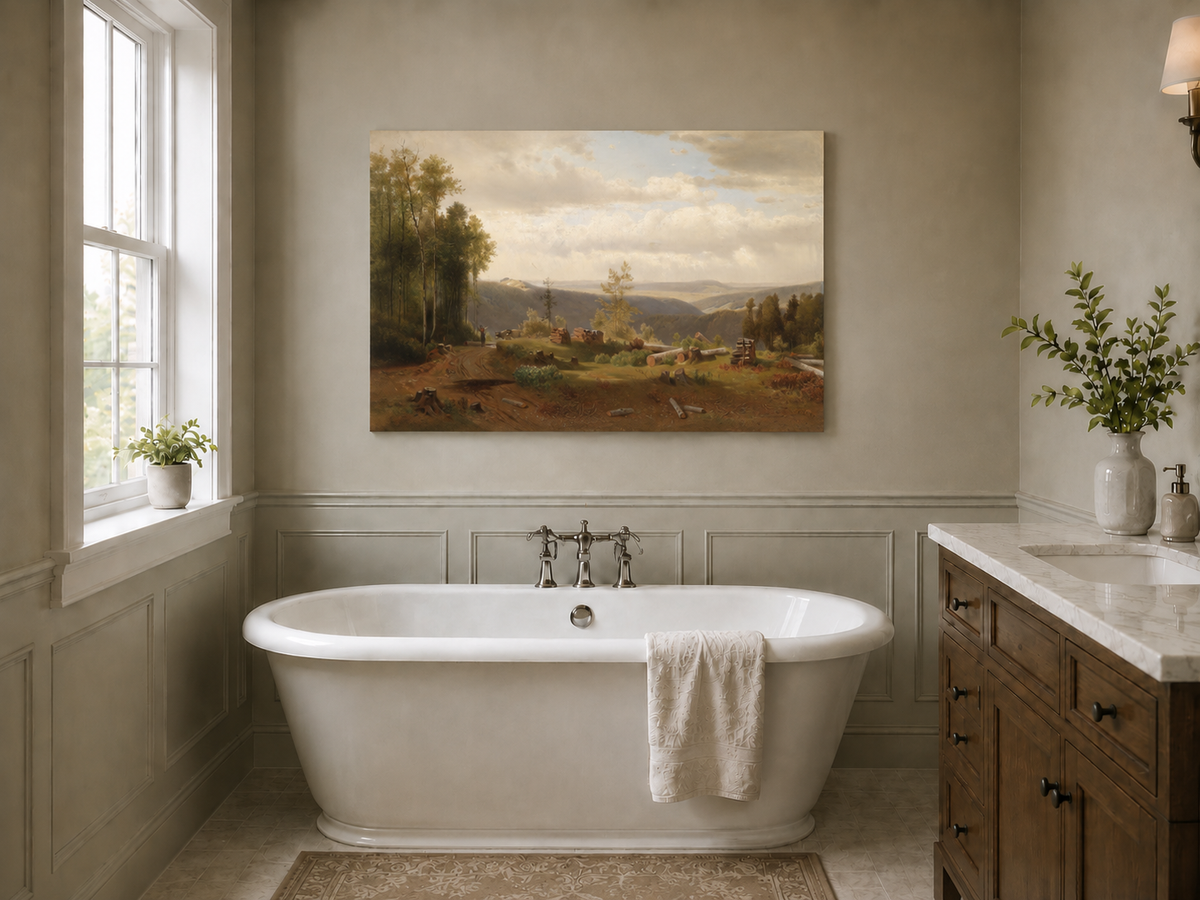 Peinture à l'huile de paysage - Peinture à l'huile de paysage de vallée forestière