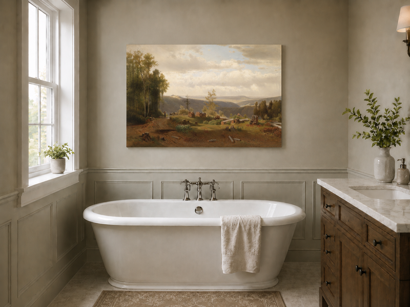 Peinture à l'huile de paysage - Peinture à l'huile de paysage de vallée forestière