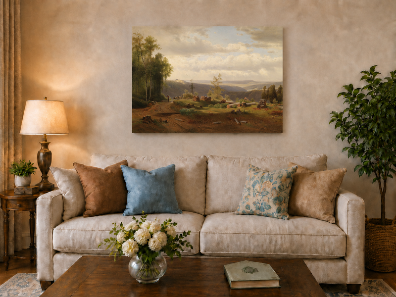 Peinture à l'huile de paysage - Peinture à l'huile de paysage de vallée forestière