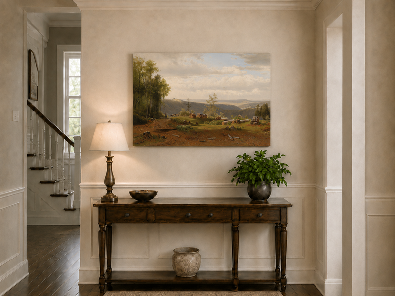 Peinture à l'huile de paysage - Peinture à l'huile de paysage de vallée forestière