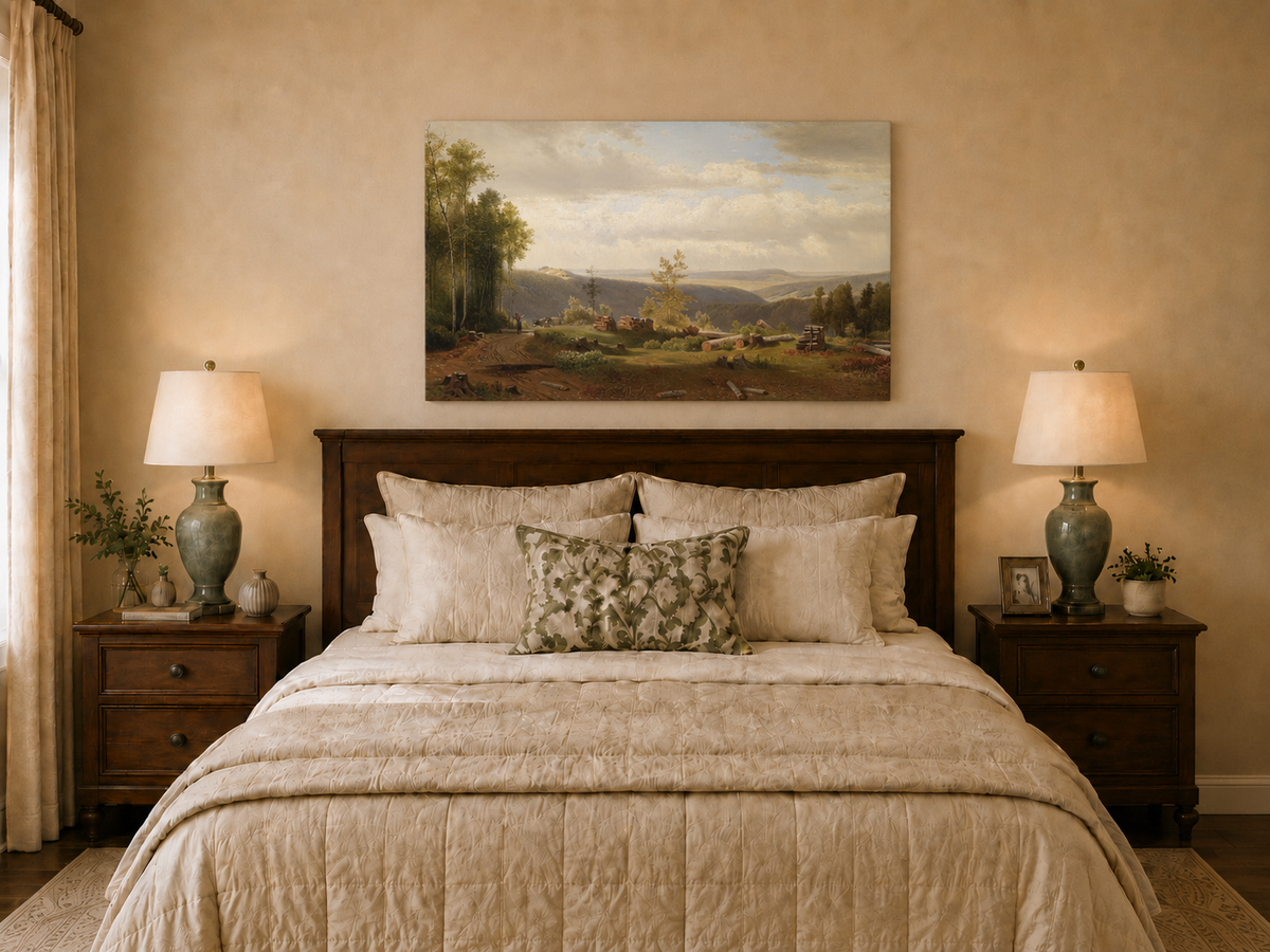 Peinture à l'huile de paysage - Peinture à l'huile de paysage de vallée forestière