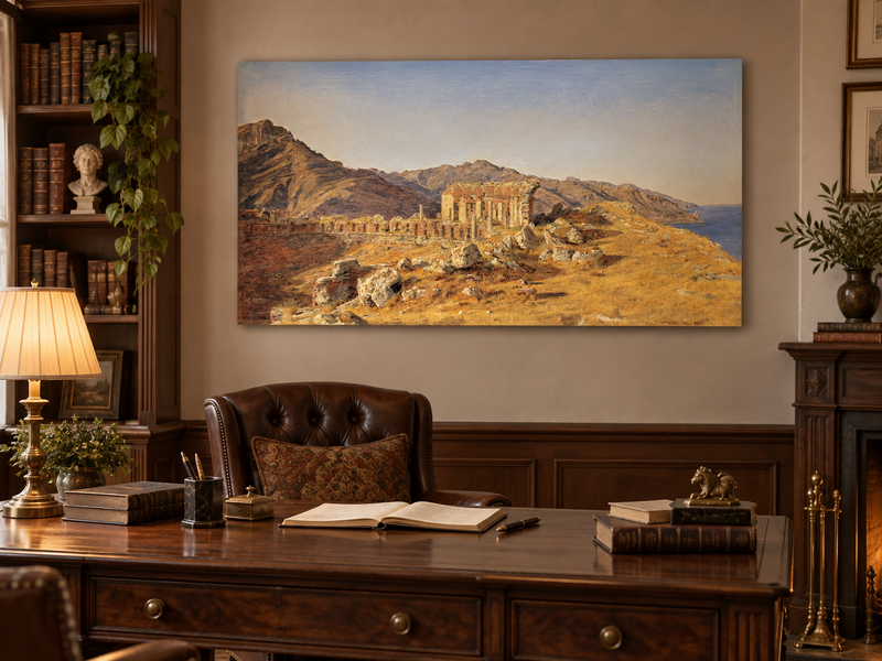 Landscape Oil Painting - Ancient Ruins in Mountain Landscape