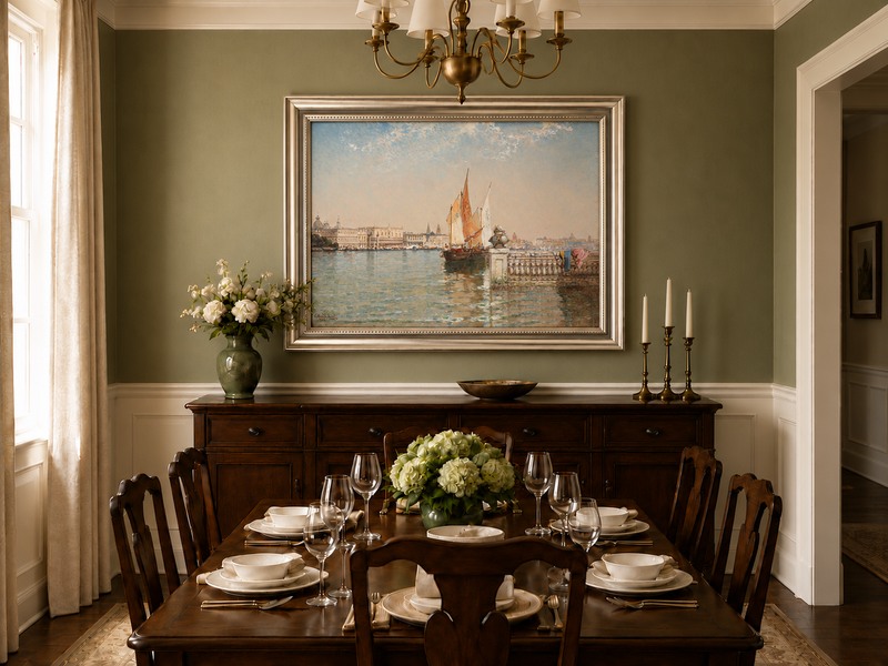 Landscape Oil Painting - Venetian Lagoon with Sailing Boats