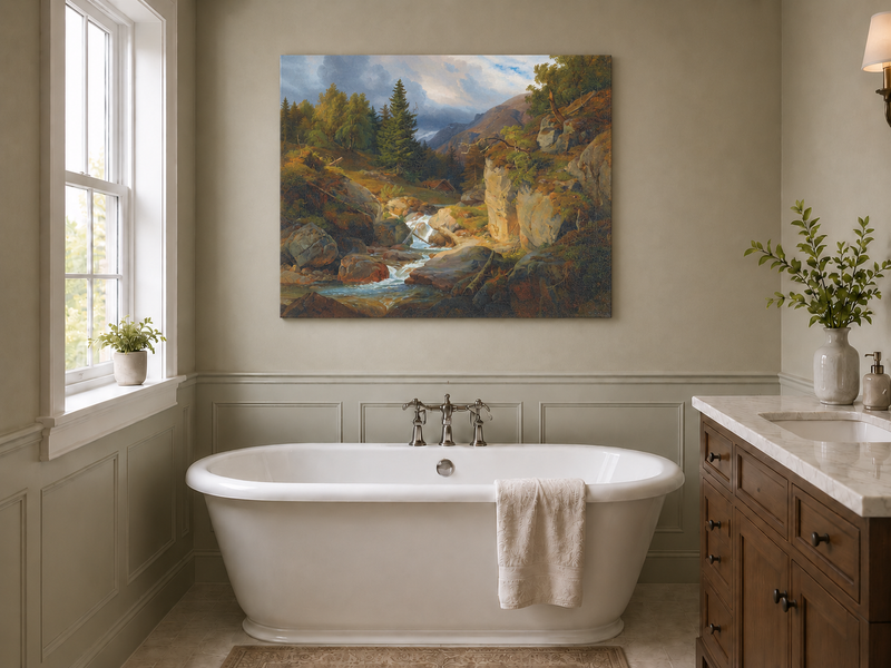 Landscape Oil Painting - Mountain Valley Stream