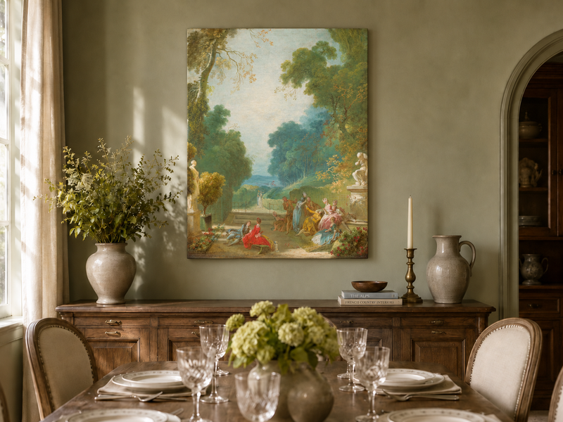 Peinture à l'huile de paysage - Rivière printanière avec pêcheur et arbres