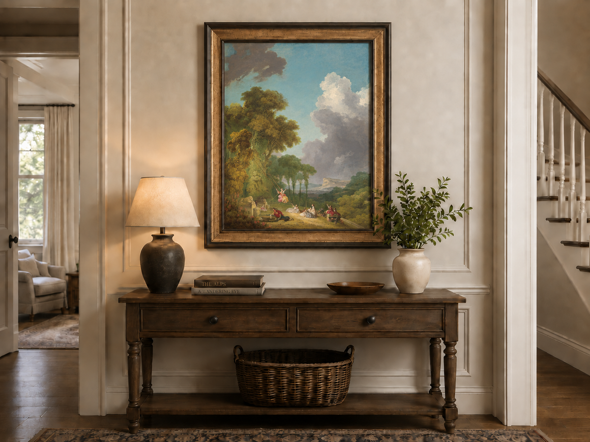 Landscape Oil Painting - Romantic Garden Landscape Figures &