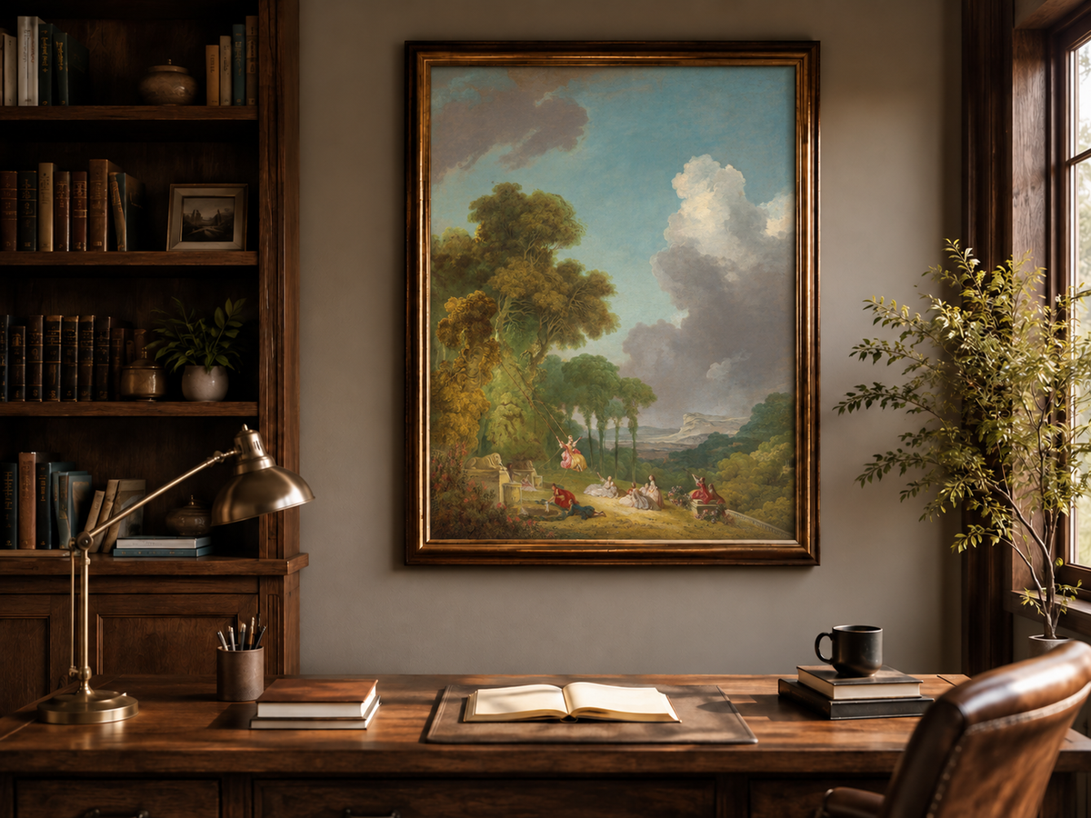 Landscape Oil Painting - Romantic Garden Landscape Figures &